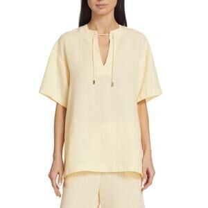 NWT Toteme Vanilla Fluid Tie Linen Blend Short Sleeve Blouse Top 40 / 8